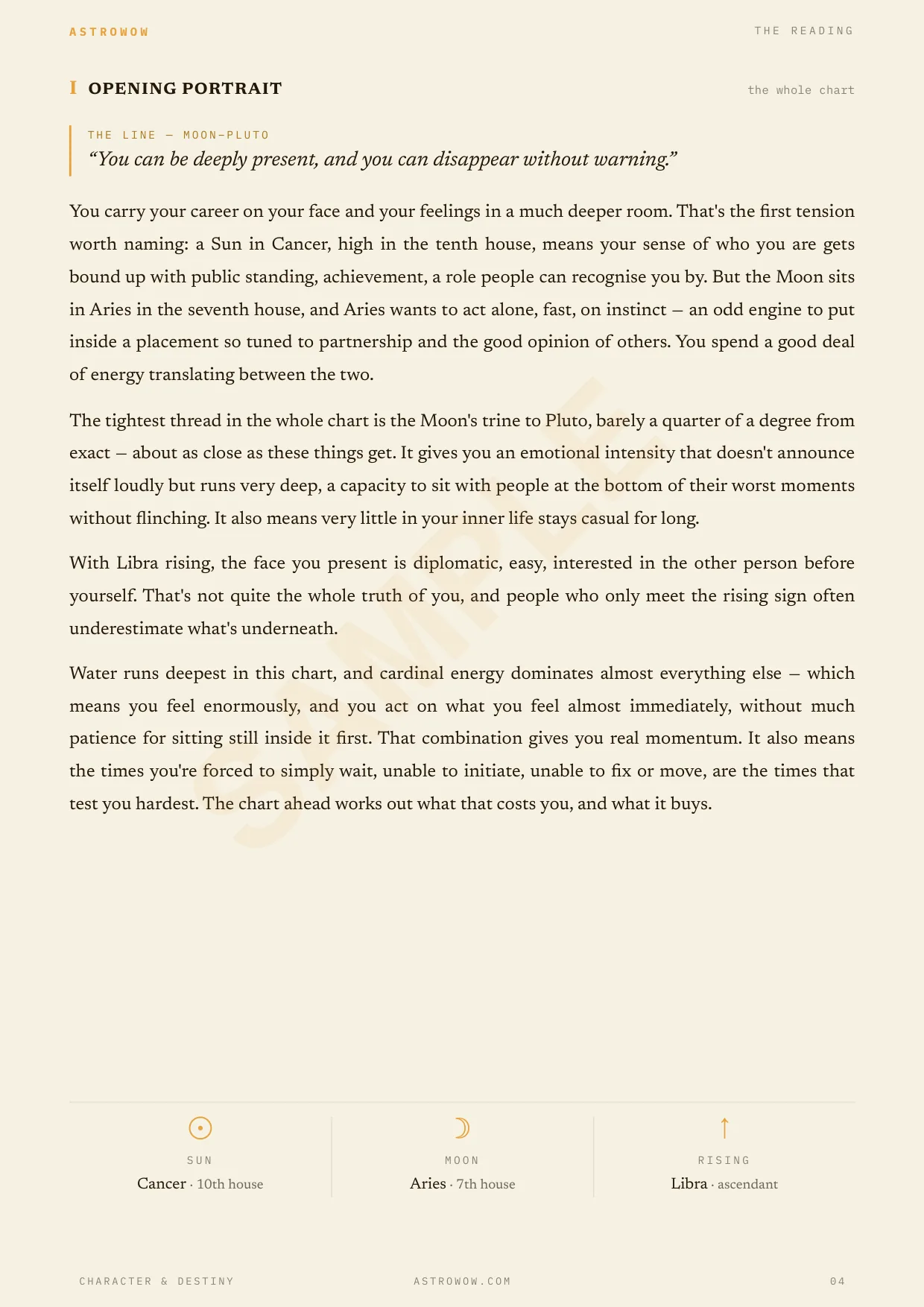 Character & Destiny sample report, page 3